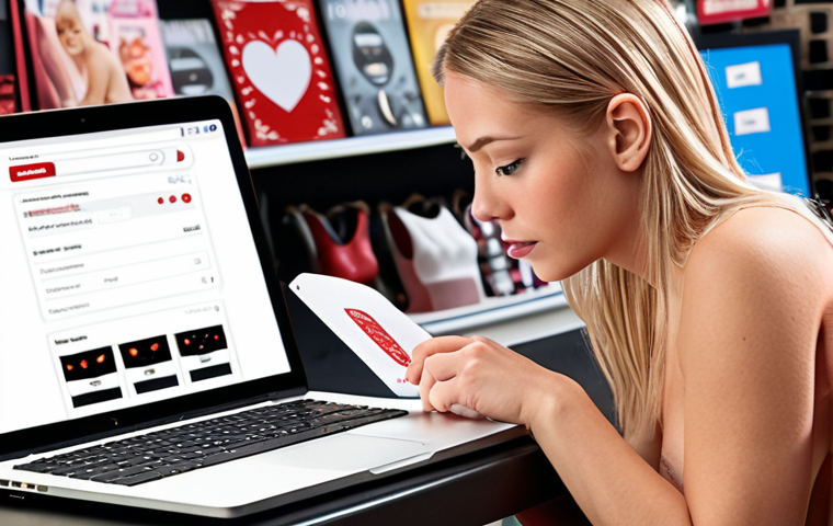 **Prompt:** Woman confidently browsing a reputable online adult toy store on her laptop, surrounded by positive reviews and security certificates. Emphasize privacy and discreet shipping options on the website. Focus on a modern, clean interface with clear product information.
